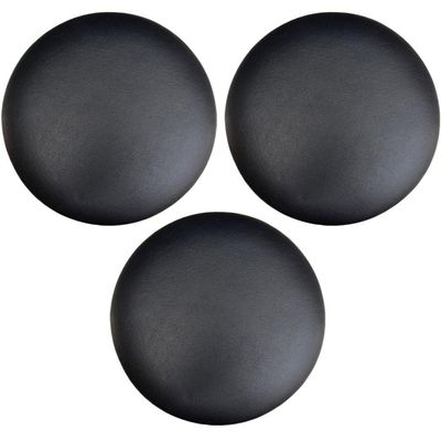 Kit 03 Assentos Redondo Banqueta Cadeira Estofados Poltronas H02 Corino Preto 35 cm - Lyam Decor