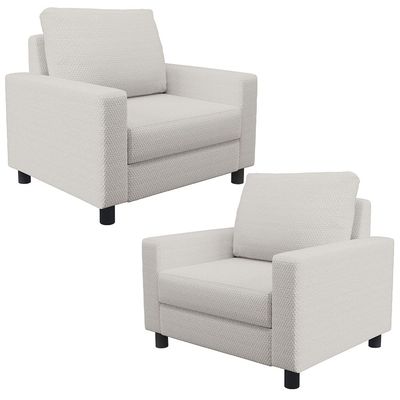 Kit 02 Poltronas Decorativa Para Sala De Estar E Recepção Malta L02 Bouclê Cru - Lyam Decor