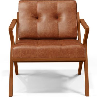 Poltrona Decorativa Sala De Estar Com Cintas De Corano Laís B04 Couríssimo Camel - Lyam Decor