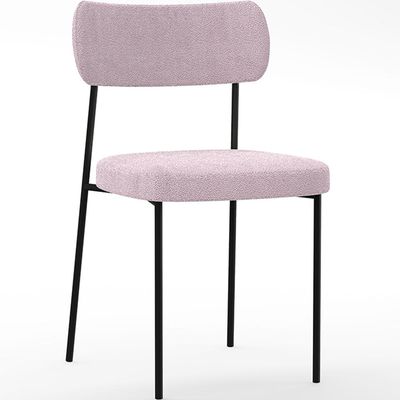 Cadeira Decorativa Estofada Para Sala De Jantar Melina L02 Bouclê Rosê - Lyam Decor