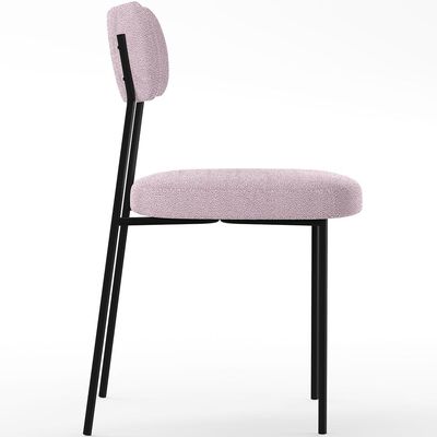 Cadeira Decorativa Estofada Para Sala De Jantar Melina L02 Bouclê Rosê - Lyam Decor