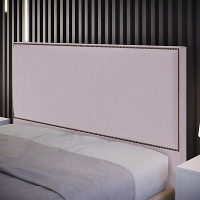 Cabeceira Box Casal King Com Tachas 195 cm Vicenza L02 Bouclê Rosê - Lyam Decor