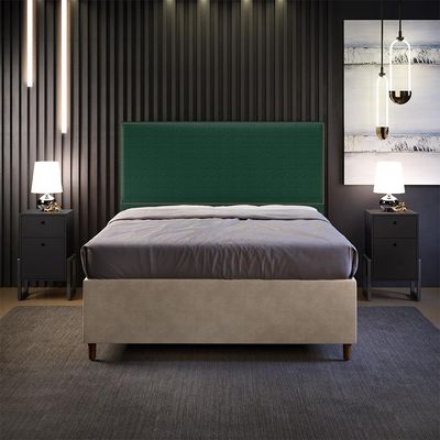 Cabeceira Box Casal Com Tachas 160 cm Vicenza L02 Bouclê Verde - Lyam Decor