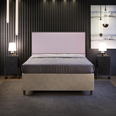 Cabeceira Box Casal Com Tachas 160 cm Vicenza L02 Bouclê Rosê - Lyam Decor