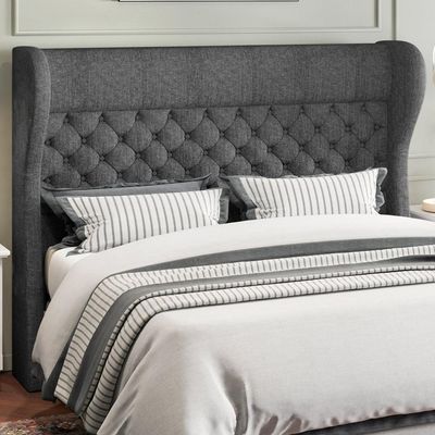 Cabeceira Cama Box Casal 140 cm P05 Madrid Linho Cinza Escuro - Lyam Decor