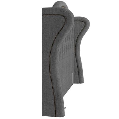 Cabeceira Cama Box Casal King 195 cm P05 Lisboa Linho Cinza Escuro - Lyam Decor