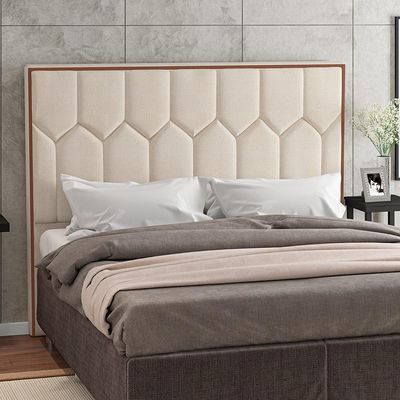 Cabeceira Cama Box Casal King 195 cm P05 Londres Linho Creme - Lyam Decor