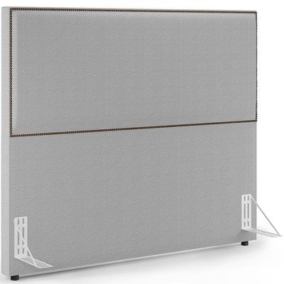 Cabeceira Box Casal King Com Tachas 195 cm Vicenza L02 Bouclê Cinza - Lyam Decor
