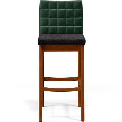 Kit 03 Banquetas Altas Cozinha Sala Jantar Fixa Mila B04 Facto Verde Musgo Linho Chumbo - Lyam Decor