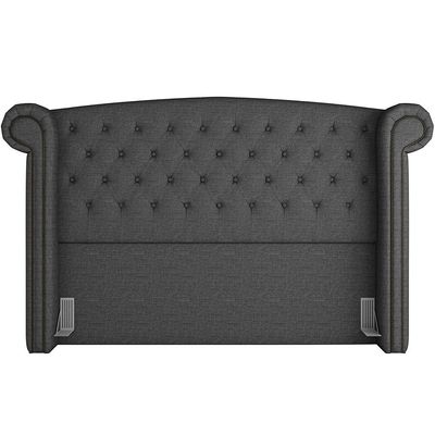 Cabeceira Cama Box Casal com Tachas 140 cm Sofia P05 Linho Cinza Escuro - Lyam Decor