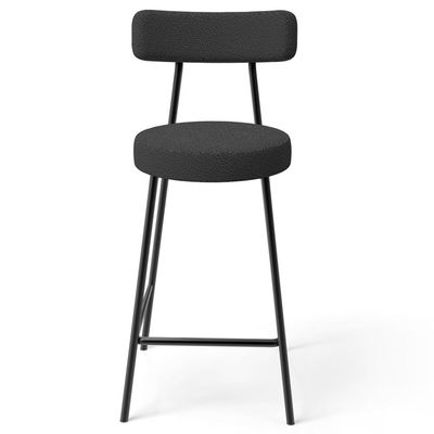 Banqueta Baixa Para Cozinha Sala De Jantar Bar Bancada Milão L02 Bouclê Preto - Lyam Decor