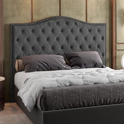 Cabeceira Cama Box Casal 140 cm P05 Grécia Linho Cinza Escuro - Lyam Decor
