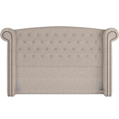 Cabeceira Cama Box Casal com Tachas 140 cm Sofia P05 Linho Cru - Lyam Decor