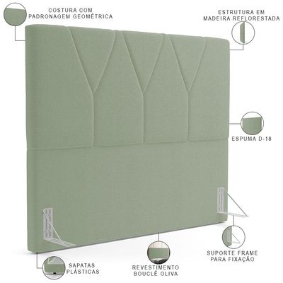 Cabeceira Cama Box Casal King 195 cm Aurora W01 Bouclê Oliva - Lyam Decor