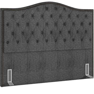 Cabeceira Cama Box Casal King 195 cm P05 Grécia Linho Cinza Escuro - Lyam Decor