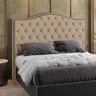Cabeceira Cama Box Casal King 195 cm P05 Grécia Veludo Bege - Lyam decor
