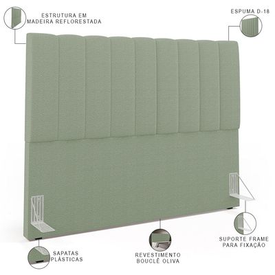 Cabeceira Cama Box Casal Queen 160 cm Dália W01 Bouclê Oliva - Lyam Decor