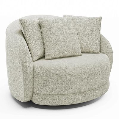 Kit 02 Poltronas Decorativa Para Sala Estar Base Giratória Witta M03 Bouclê Bege Claro - Lyam Decor