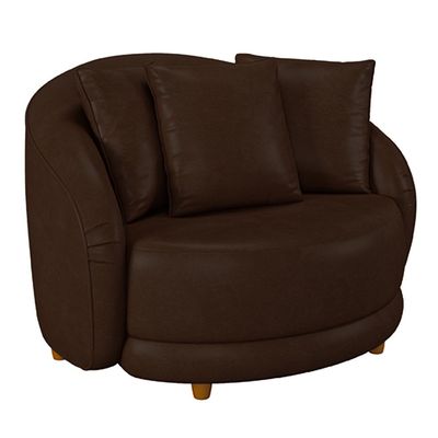 Kit 02 Poltronas Decorativa Sala De Estar Base Fixa De Madeira Witta M03 Corano Marrom - Lyam Decor