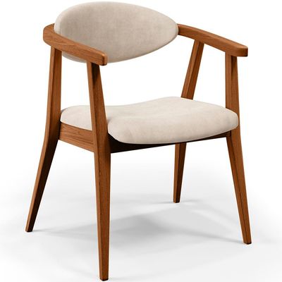 Kit 02 Poltronas Decorativas Para Sala de Estar Jantar Cecília L02 Suede Bege - Lyam Decor