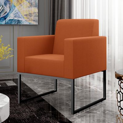 Kit 04 Poltronas Decorativas Sala Base Fixa Metal Helô L02 Tecido Terracota - Lyam Decor