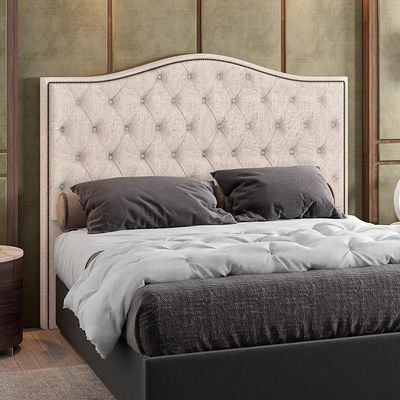 Cabeceira Cama Box Casal King 195 cm P05 Grécia Linho Bege Claro - Lyam Decor