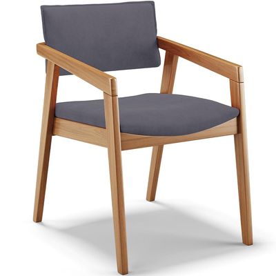 Cadeira Para Sala de Jantar Estar Living Giorgia B04 Suede Cinza - Lyam Decor