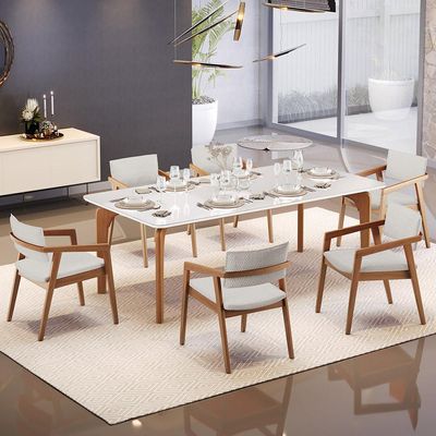 Kit 02 Cadeiras Para Sala de Jantar Estar Living Giorgia B04 Bouclê Cru - Lyam Decor