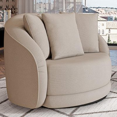 Kit 02 Poltronas Decorativa Para Sala de Estar Base Giratória Witta M03 Linho Cru - Lyam Decor