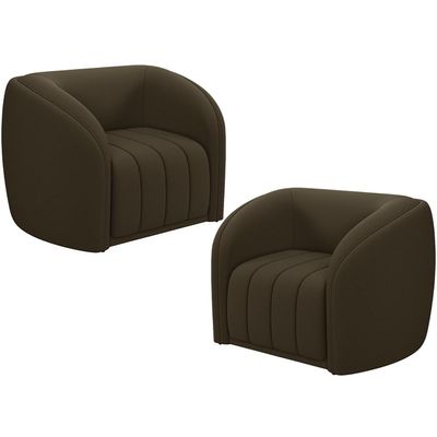 Kit 02 Poltronas Decorativa Para Sala De Estar Lazio M03 Veludo Marrom - Lyam Decor