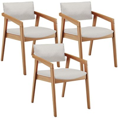 Kit 03 Cadeiras Para Sala de Jantar Estar Living Giorgia B04 Bouclê Cru - Lyam Decor