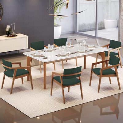 Kit 03 Cadeiras Para Sala de Jantar Estar Living Giorgia B04 Suede Verde Musgo - Lyam Decor