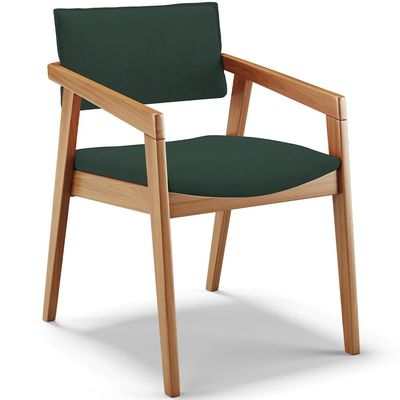 Kit 03 Cadeiras Para Sala de Jantar Estar Living Giorgia B04 Suede Verde Musgo - Lyam Decor
