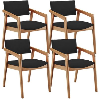 Kit 04 Cadeiras Para Sala de Jantar Estar Living Giorgia B04 Suede Preto - Lyam Decor
