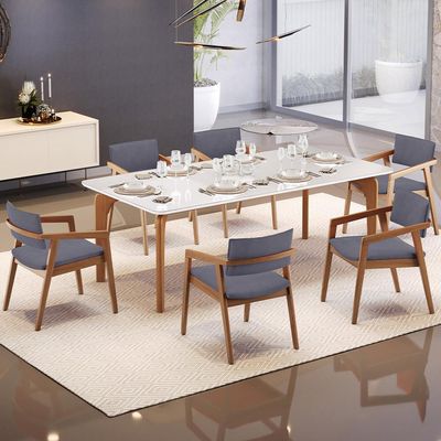 Kit 04 Cadeiras Para Sala de Jantar Estar Living Giorgia B04 Suede Cinza - Lyam Decor