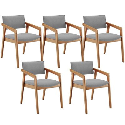 Kit 05 Cadeiras Para Sala de Jantar Estar Living Giorgia B04 Bouclê Cinza - Lyam Decor