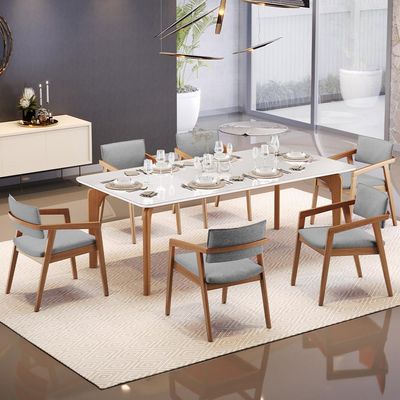 Kit 05 Cadeiras Para Sala de Jantar Estar Living Giorgia B04 Bouclê Cinza - Lyam Decor