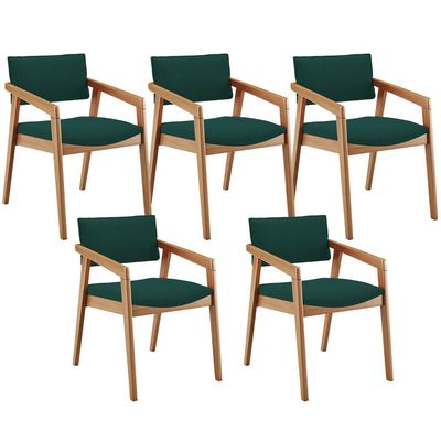 Kit 05 Cadeiras Para Sala de Jantar Estar Living Giorgia B04 Bouclê Verde - Lyam Decor