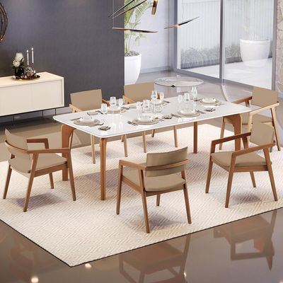 Kit 05 Cadeiras Para Sala de Jantar Estar Living Giorgia B04 Linho Bege Escuro - Lyam Decor