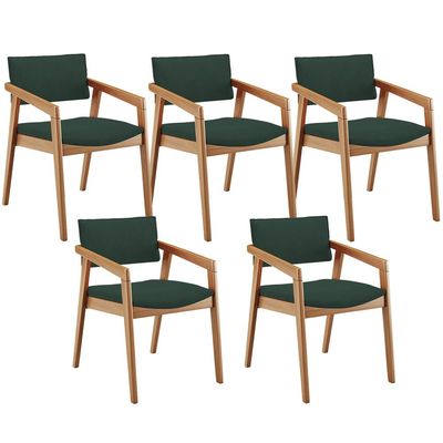 Kit 05 Cadeiras Para Sala de Jantar Estar Living Giorgia B04 Suede Verde Musgo - Lyam Decor
