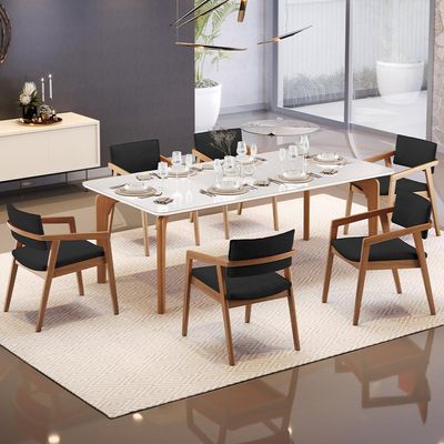 Kit 06 Cadeiras Para Sala de Jantar Estar Living Giorgia B04 Bouclê Preto - Lyam Decor