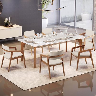 Kit 06 Cadeiras Para Sala de Jantar Estar Living Giorgia B04 Linho Cru - Lyam Decor