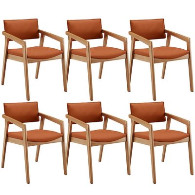 Kit 06 Cadeiras Para Sala de Jantar Estar Living Giorgia B04 Tecido Terracota - Lyam Decor