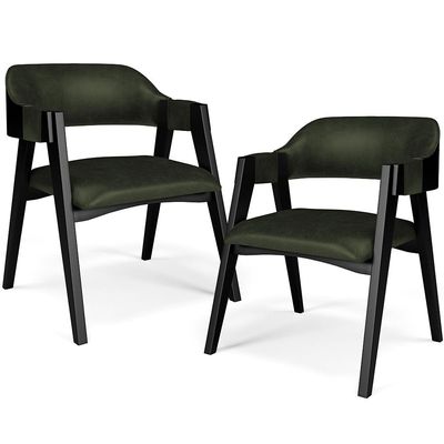 Kit 2 Cadeiras Sala de Jantar Estar Living Estofada Suran L02 Preto Couríssimo Verde Musgo - Lyam Decor