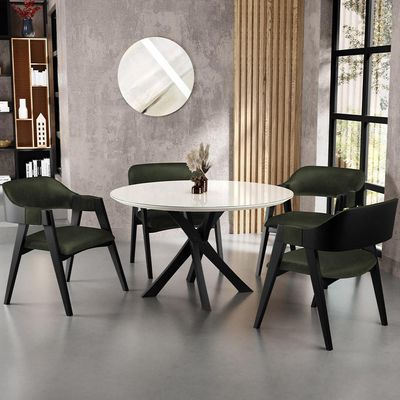 Kit 2 Cadeiras Sala de Jantar Estar Living Estofada Suran L02 Preto Couríssimo Verde Musgo - Lyam Decor