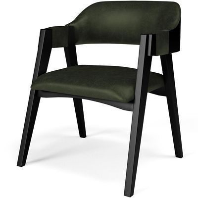 Kit 2 Cadeiras Sala de Jantar Estar Living Estofada Suran L02 Preto Couríssimo Verde Musgo - Lyam Decor