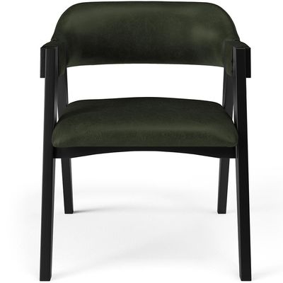 Kit 2 Cadeiras Sala de Jantar Estar Living Estofada Suran L02 Preto Couríssimo Verde Musgo - Lyam Decor