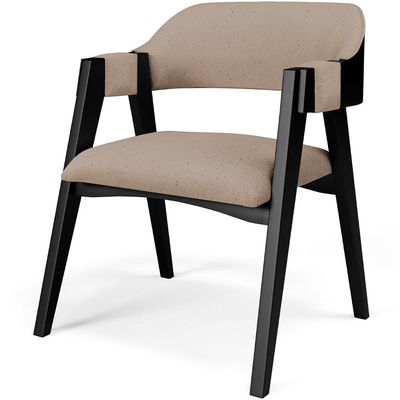 Kit 2 Cadeiras Sala de Jantar Estar Living Estofada Suran L02 Preto Linho Bege Escuro - Lyam Decor