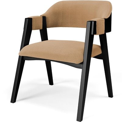 Kit 4 Cadeiras Sala de Jantar Estar Living Estofada Suran L02 Preto Bouclê Mostarda - Lyam Decor
