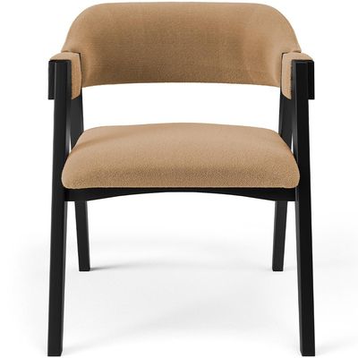 Kit 4 Cadeiras Sala de Jantar Estar Living Estofada Suran L02 Preto Bouclê Mostarda - Lyam Decor